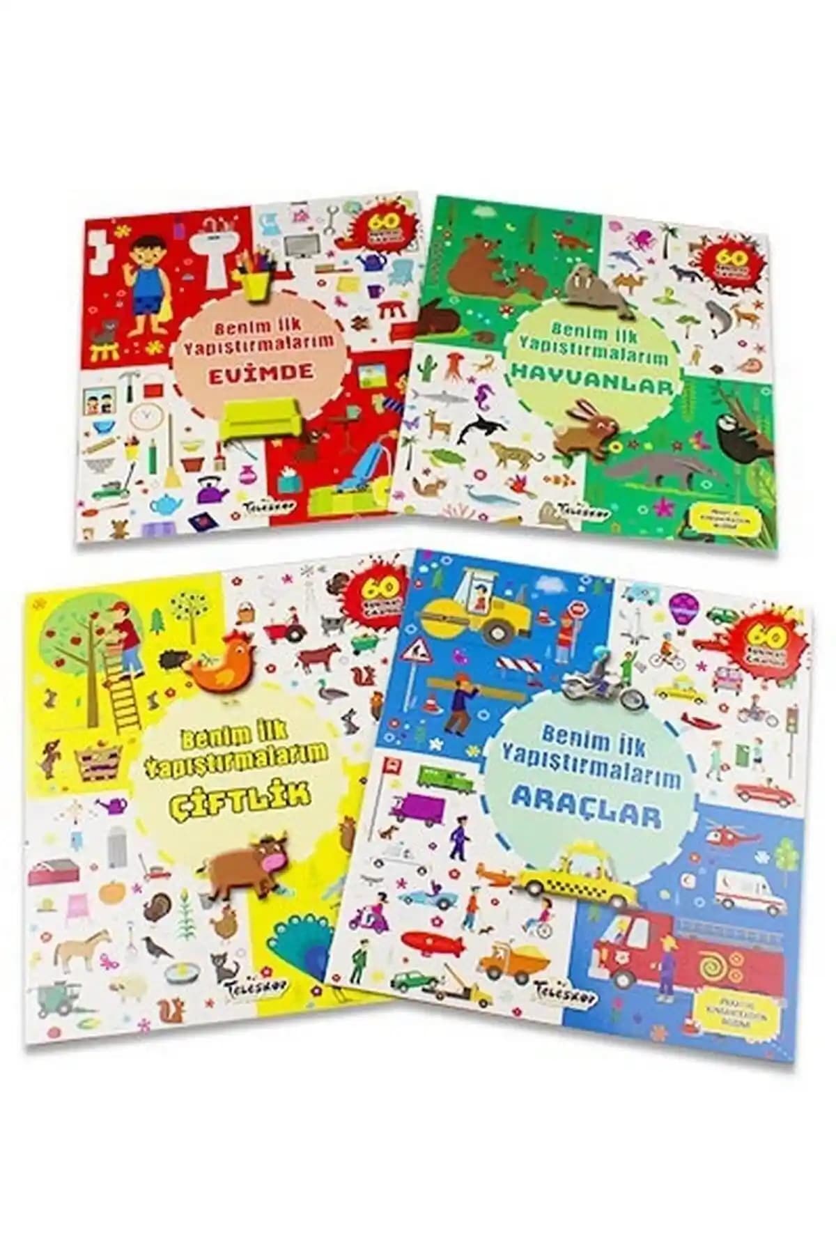 Çocuklar İçin Eğlenceli ve Eğitici Bilim ve Doğa Temalı Yapıştırmalı Kitap Seti