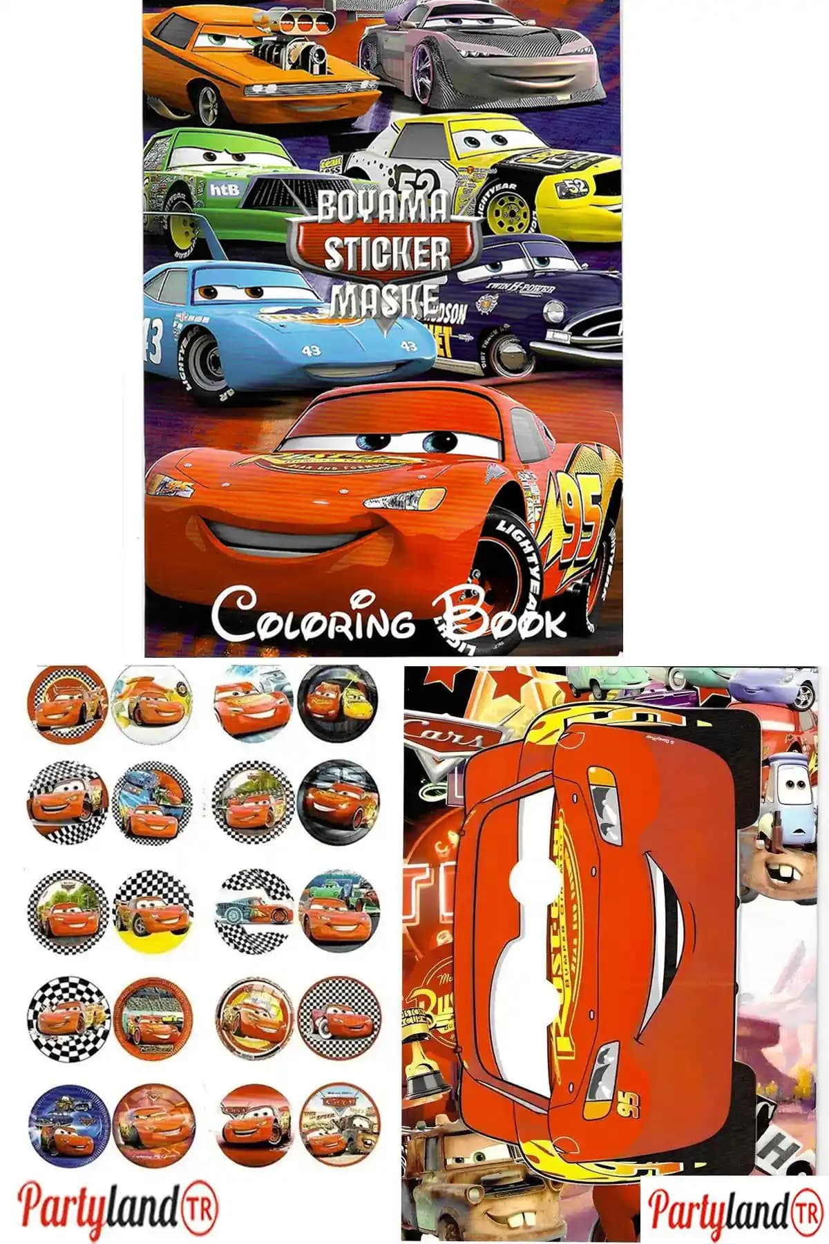 PartylandTR Cars Arabalar Şimşek McQueen Boyama Kitabı Çocuklar İçin Eğlenceli ve Eğitici Aktivite Seti