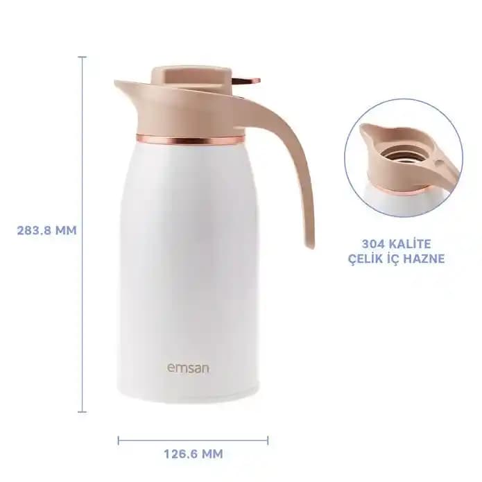 Emsan Gama Beyaz Termos 2 Litre: Günlük Kullanım İçin Dayanıklı ve Şık Çözüm
