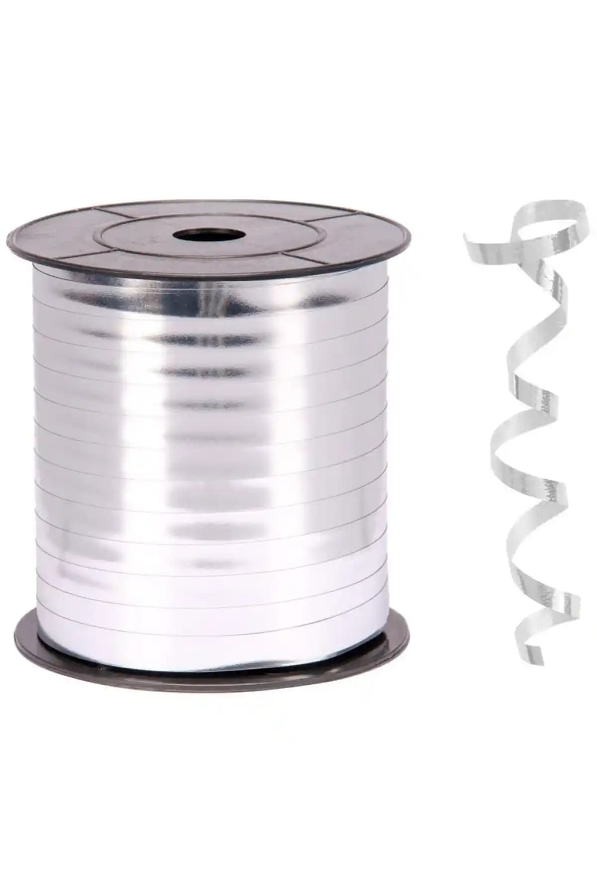 200 Metre Renkli Metalik Şerit Gri Rafya Balon ve Parti Dekorasyonu Malzemesi