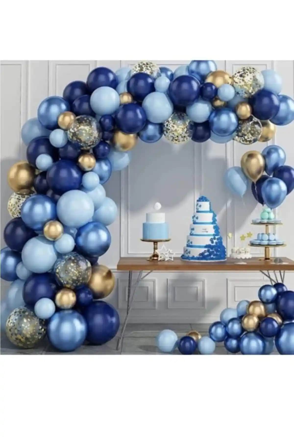BeySüS Mavi Lacivert 65 Li Balon Zinciri Süsleme Seti Modern ve Şık Partiler İçin