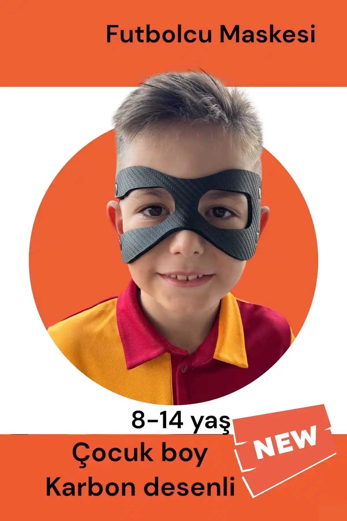 Çocuklar İçin Dayanıklı ve Şık Futbolcu Maskesi Karbon Desenli Spor Aksesuarı