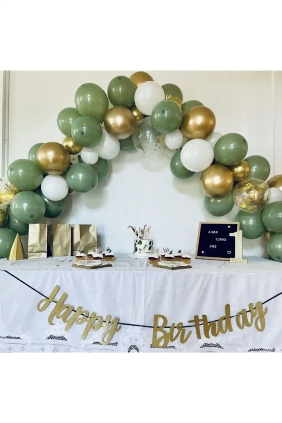 MERİ PARTİ Happy Bırthday Kaligrafi Yazı ve Balon Seti Renkli Doğum Günü Dekorasyonu
