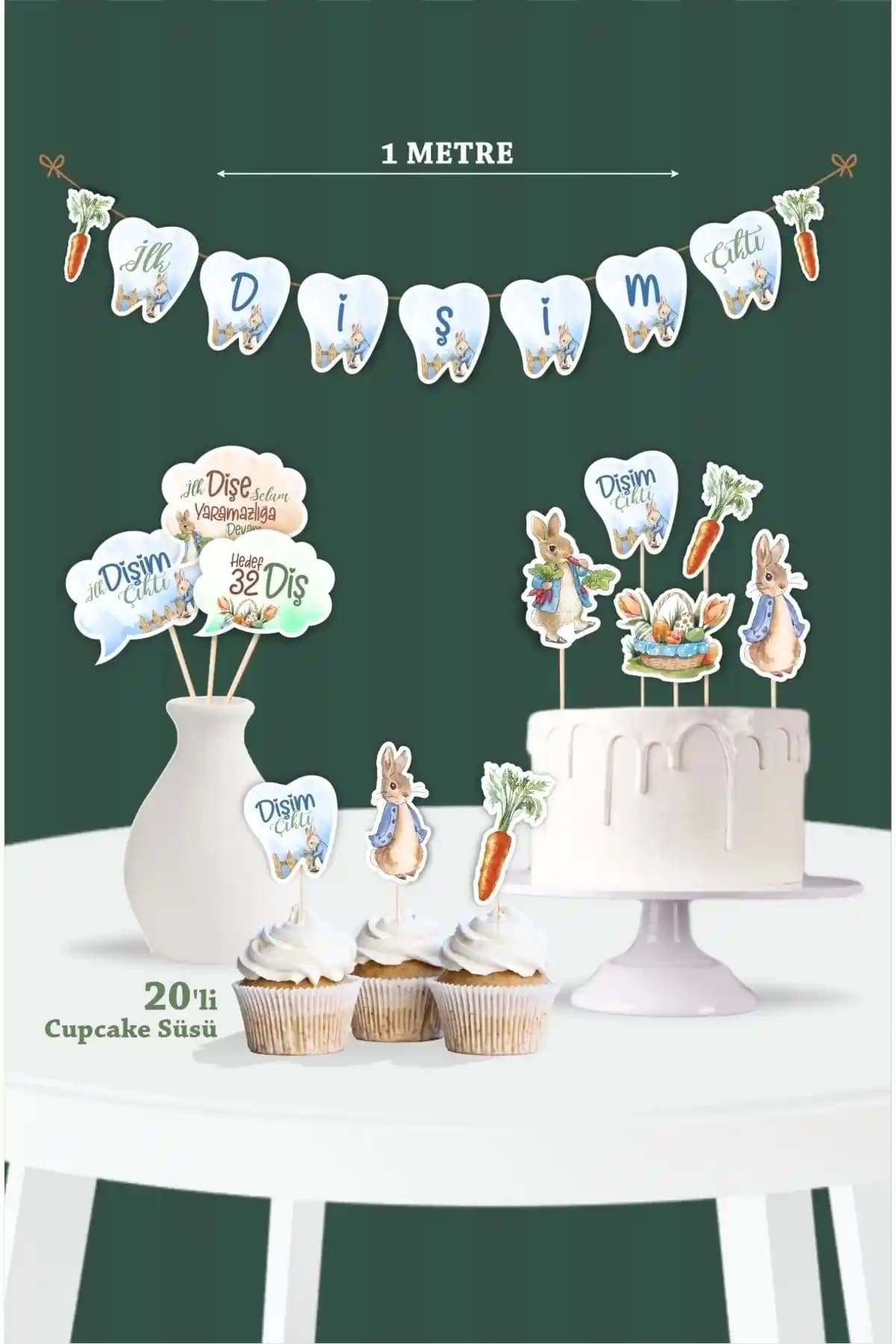 Neşeli Günlerim İlk Dişim Çıktı Peter Rabbit Temalı Diş Buğdayı Seti ile Kutlamalarınıza Renk Katın