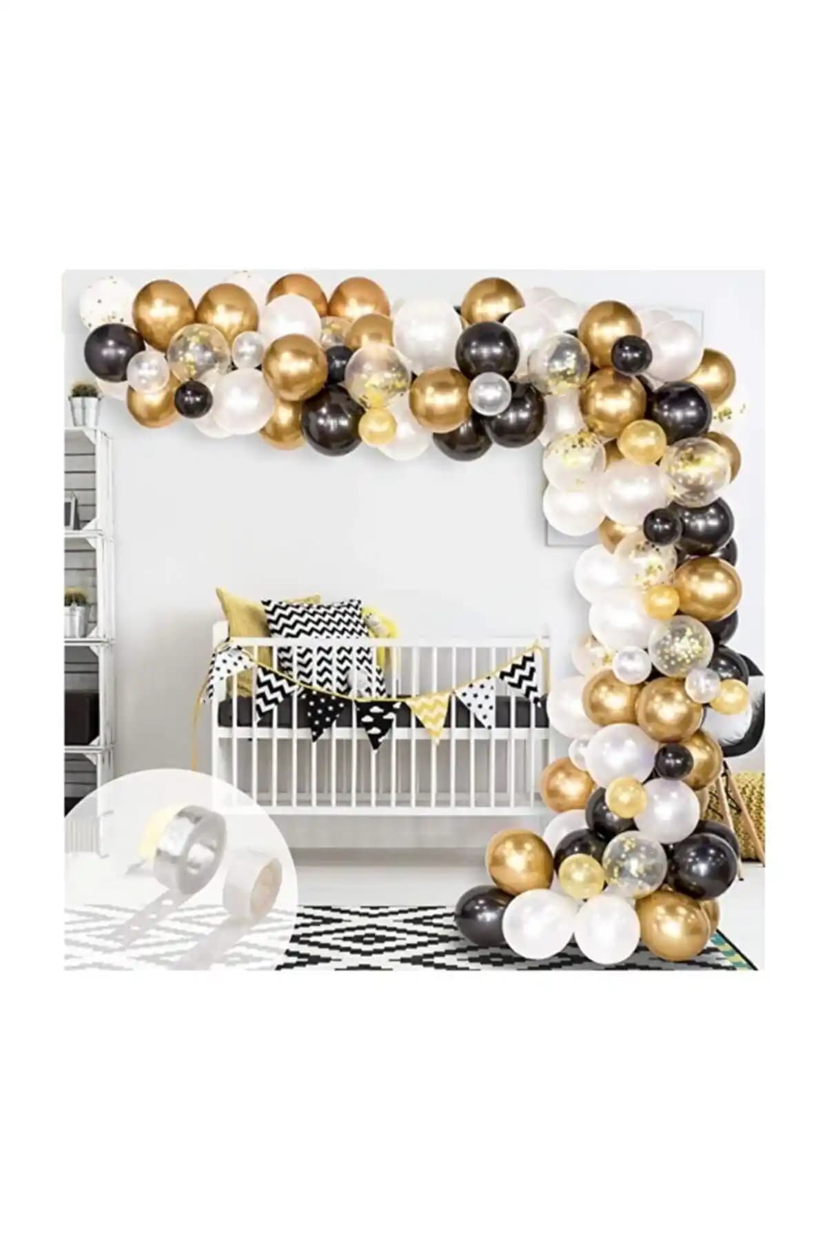 Parti Dekorasyonu İçin Siyah Beyaz Gold Krom Şeffaf Balon Zincir Seti Ürün Özellikleri ve Kullanım İpuçları