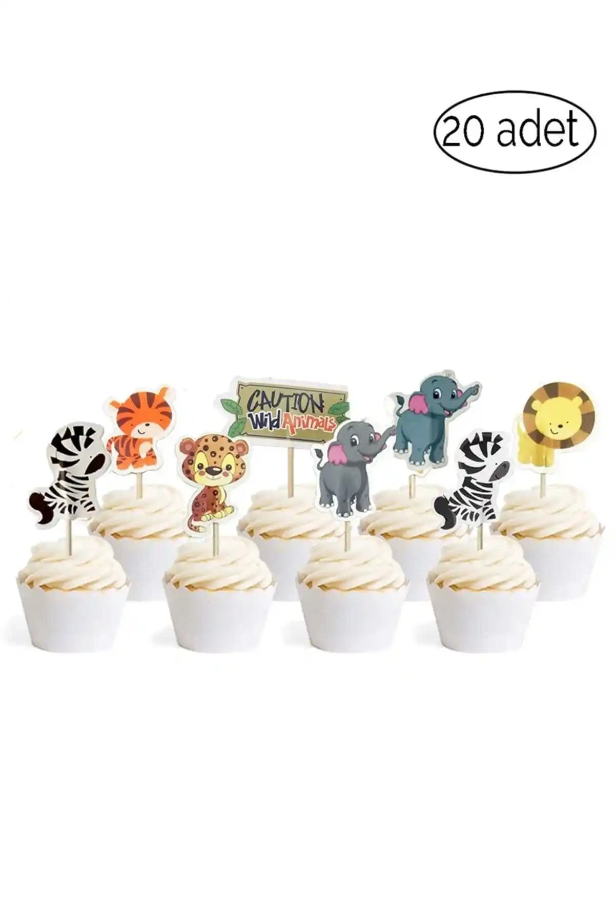 Partifabrik Sevimli Hayvanlar Safari Temalı Kürdanlar Çocuk Partileri İçin Uygun ve Renkli Tasarım