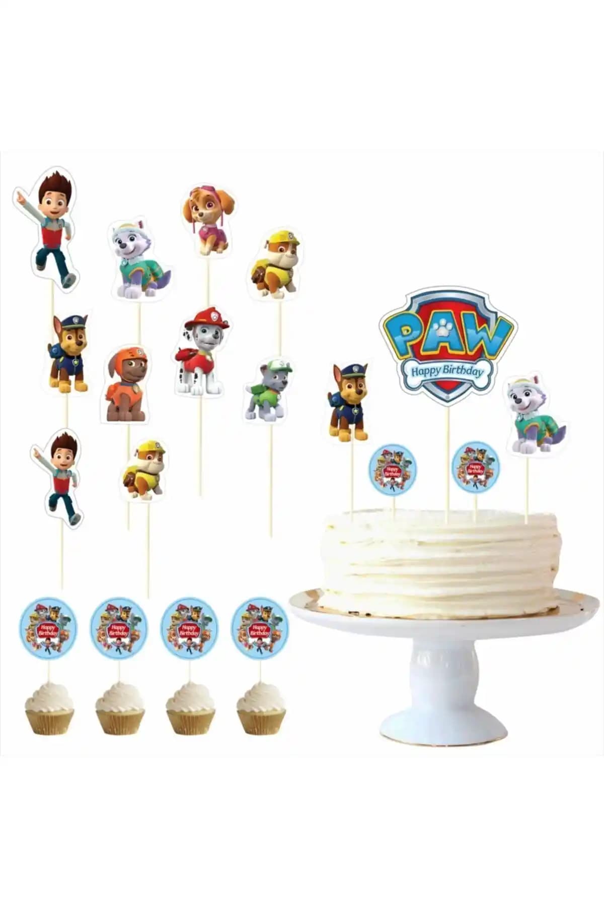 Paw Patrol Doğum Günü Pasta Süsü Kürdan Takımı Çocuklar İçin Renkli ve Eğlenceli