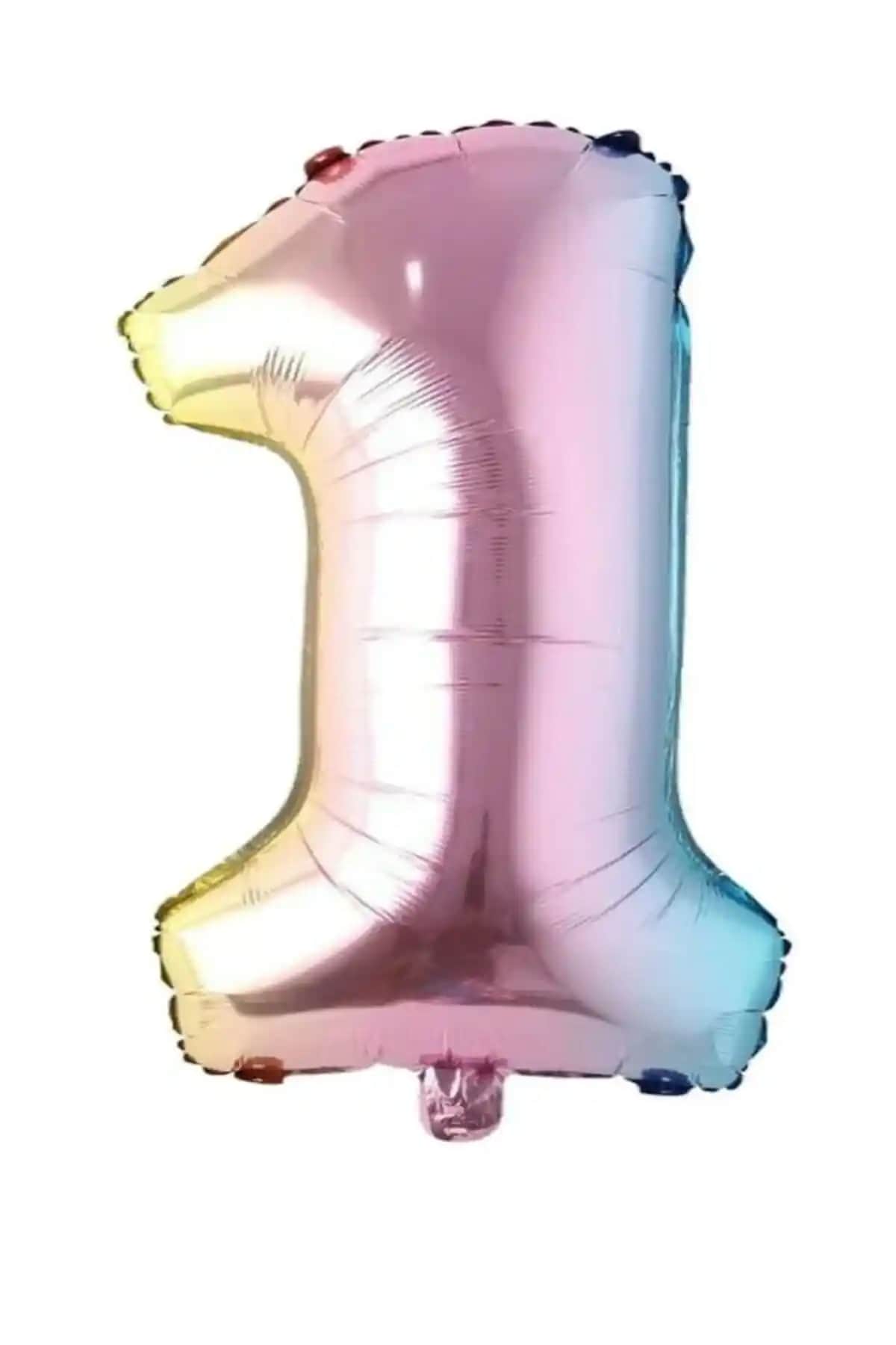 Renkli Folyo Balon 1 Rakamı Modern ve Dayanıklı Dekorasyon Aracı