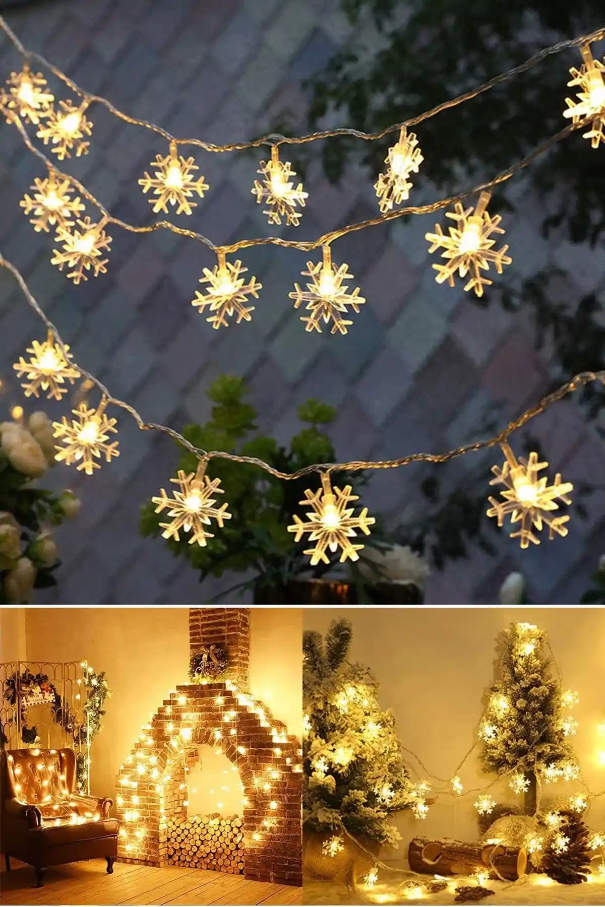 Technojet Sarı Renkli Kar Tanesi Şerit Led Dekorasyon Ürünü Yılbaşı ve Etkinlikler İçin