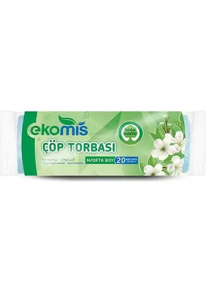 Ekomis Orta Boy Çöp Poşeti 20'li - Günlük Temizlik ve Hijyen için Pratik Çözüm