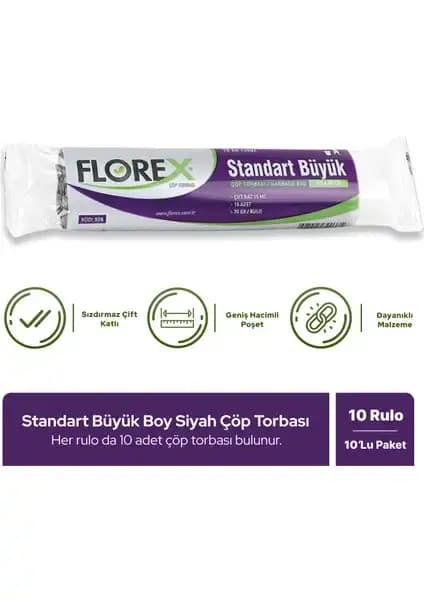 Florex Büyük Boy Siyah Çöp Poşeti: Dayanıklı ve Pratik Temizlik Çözümü