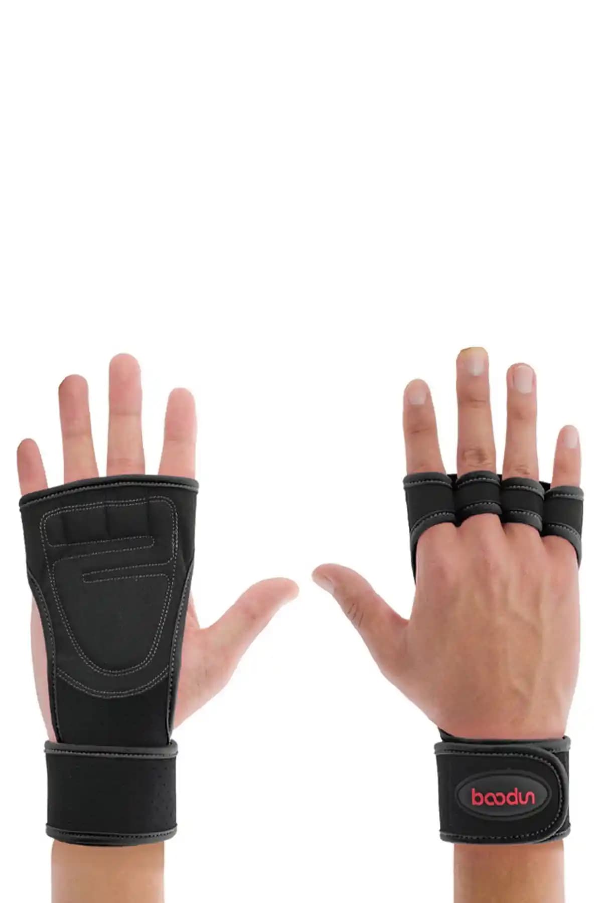 Boodun Profesyonel Fitness Eldiveni Siyah - Dayanıklı ve Bilek Destekli Spor Eldiveni