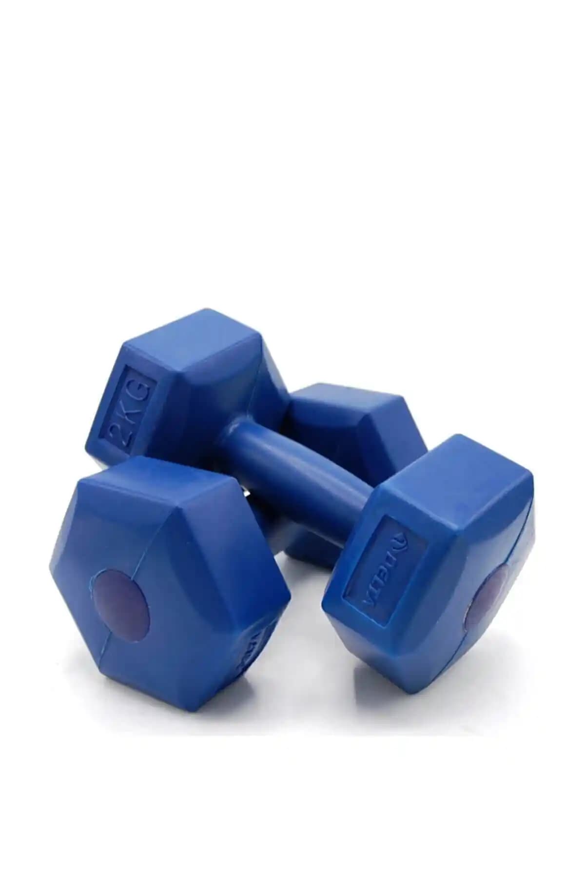 Delta 2 Kg x 2 Adet Köşeli Mavi Plastik Dambıl Seti - Dayanıklı ve Şık Spor Ekipmanı