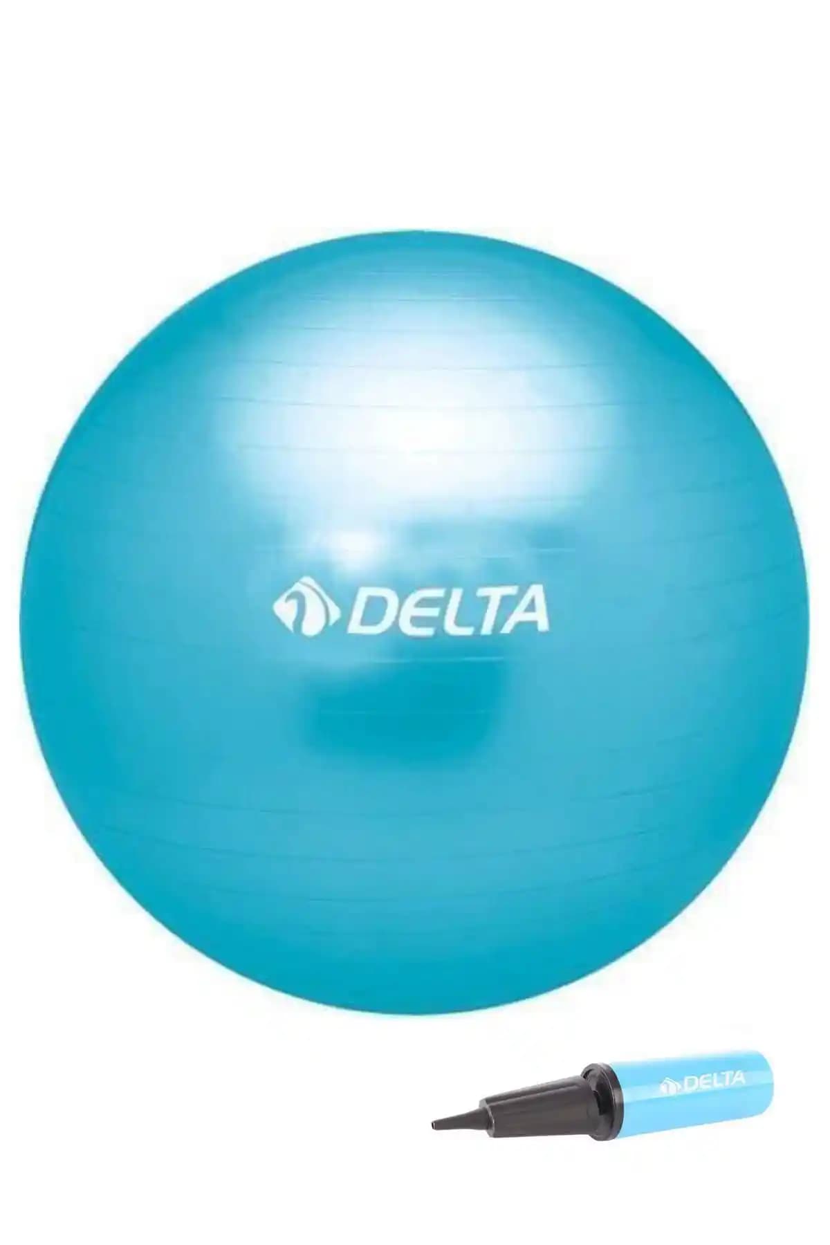 Delta 65 Cm Deluxe Mavi Pilates Topu ve Pompa Seti Sağlıklı Yaşam ve Egzersiz İçin Uygun