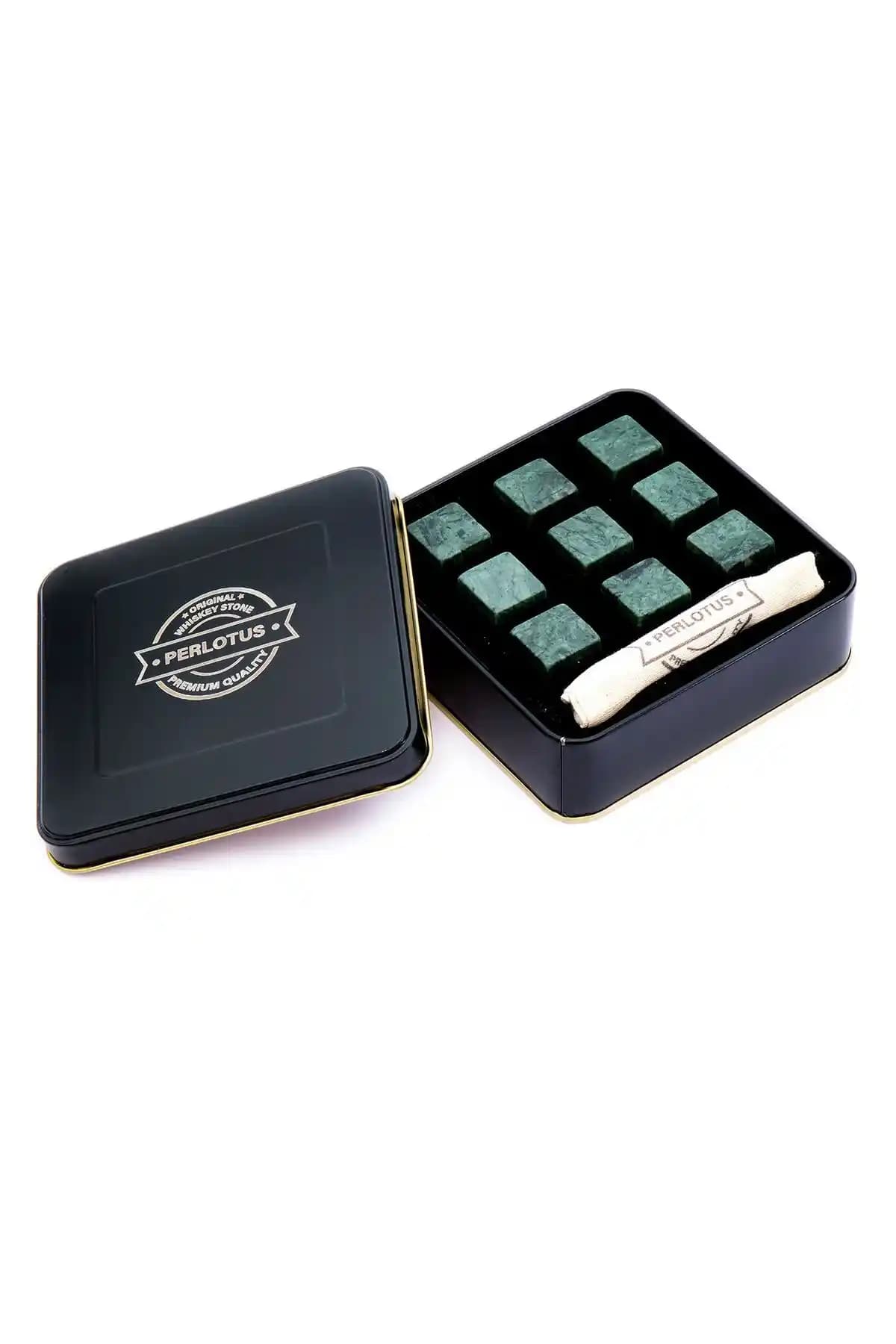 Perlotus Yeşil Mermer Viski Taşı Seti Hediye Kutusu ile Şık ve Doğal Soğutma Deneyimi