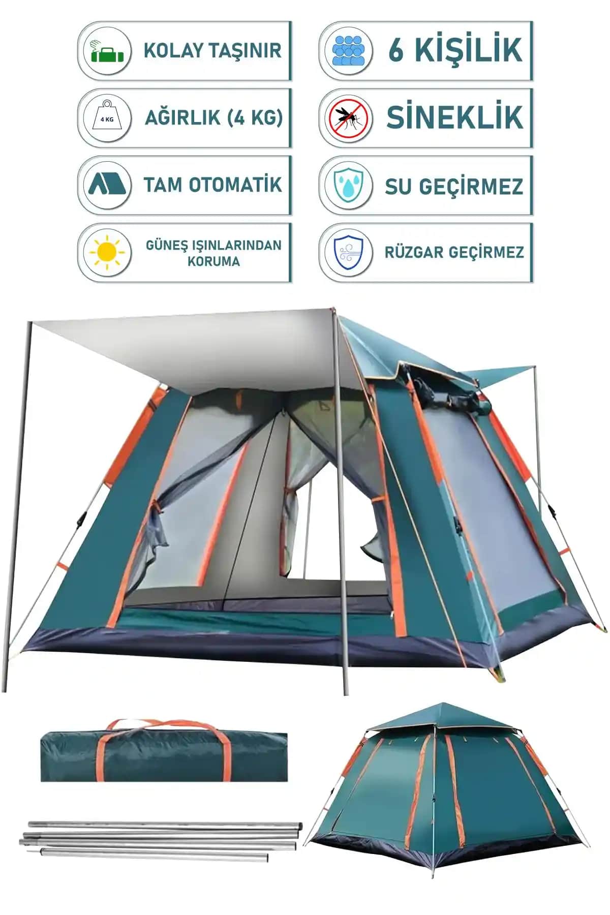 Trend Maison 6 Kişilik Otomatik Tenteli Kamp Çadırı Konfor ve Pratiklik Sunar