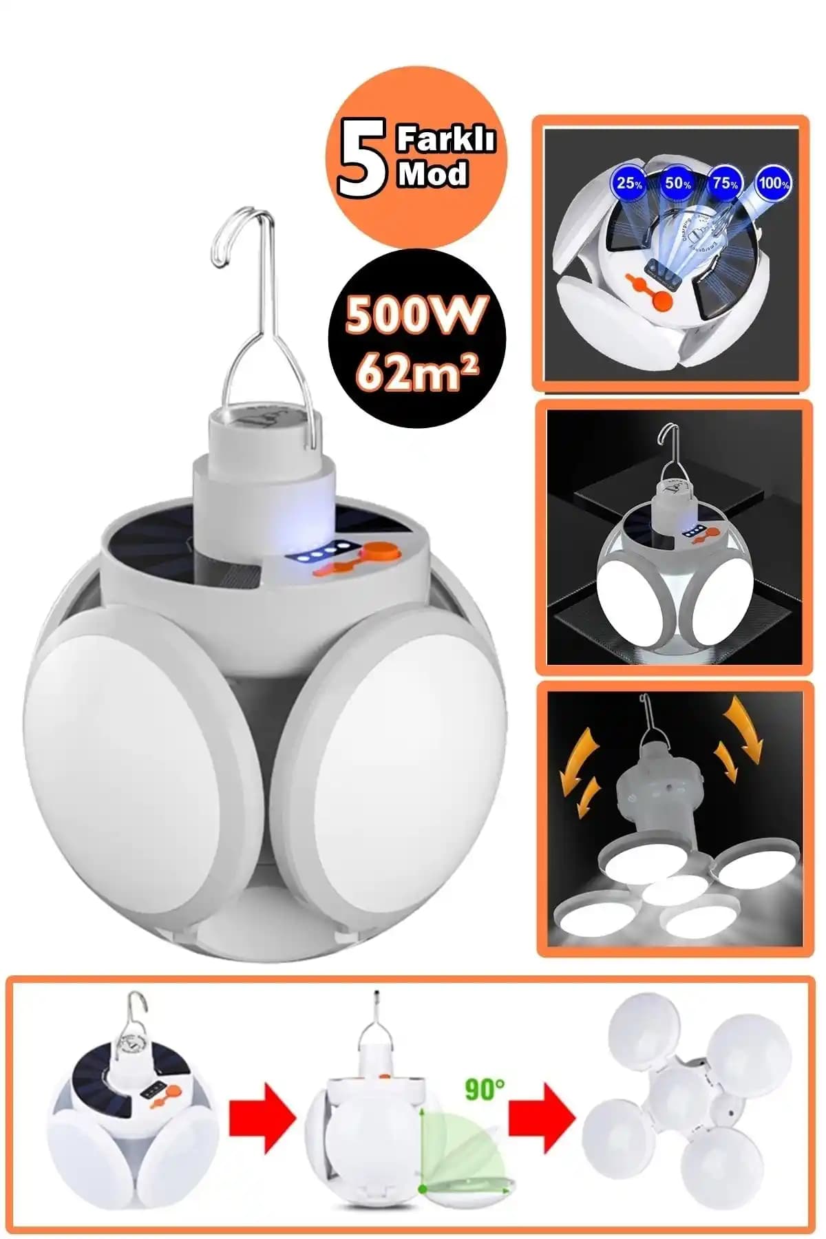 Yopigo Güneş Enerjili Kamp Aydınlatma Lambası Doğa ve Açık Hava Etkinlikleri İçin