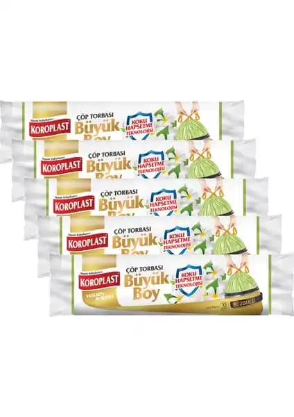 Koroplast Yasemin Kokulu Büyük Boy Büzgülü Çöp Torbası – Dayanıklı ve Ferahlatıcı Kullanım