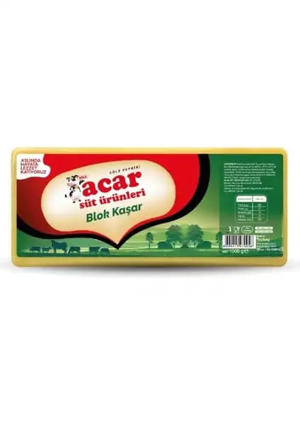 Acar Süt Blok Kaşar 1 kg: Doğal, Lezzetli ve Kolay Dilimlenebilir Peynir
