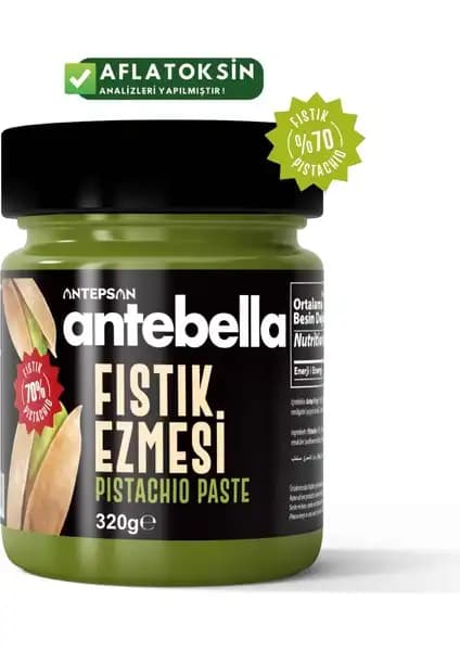 Antebella Antep Fıstık Ezmesi 320g doğal lezzet ve çok yönlü kullanım imkanı sağlar
