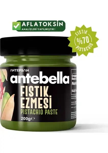 Antebella Antep Fıstık Ezmesi Parçacıklı 200g Doğal ve Lezzetli Tatlı Atıştırmalık