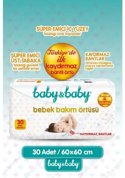 Baby&Baby Kaydırmaz Bantlı Bebek Bakım Örtüsü: Güvenli ve Konforlu Kullanım İçin Pratik Çözüm