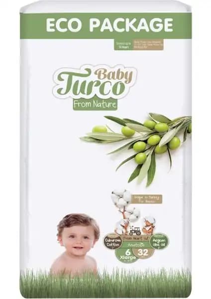 Baby Turco Bebek Bezi 32'li 6 Numara Doğal ve Güvenilir Bebek Bakım Ürünü