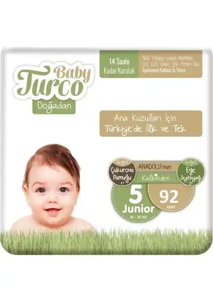 Baby Turco Doğadan Bebek Bezi Junior 5 Numara: Yüksek Emicilik ve Doğal İçerik Özelliği