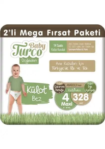 Baby Turco Doğadan Maxi Külot Bez 328 Adetlik Paket ile Güvenli ve Konforlu Bebek Bakımı