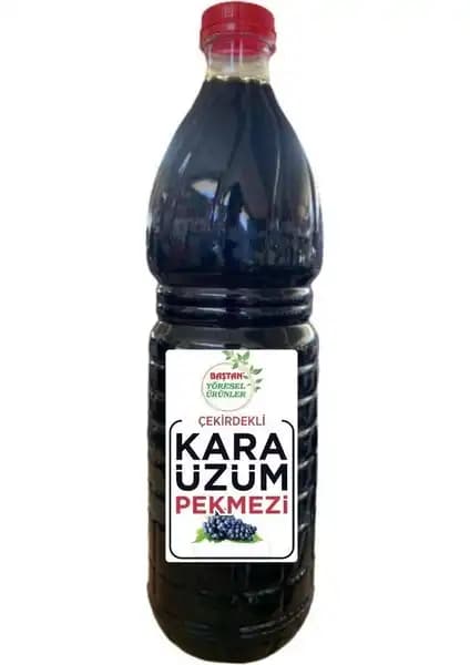 Baştan Yöresel 1300 Gram Çekirdekli Kara Üzüm Pekmezi Doğal ve Geleneksel Tatlar