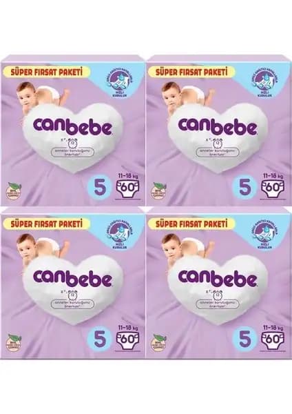 Canbebe 4'lü Bebek Bezi Paketi Yüksek Emicilik ve Cilt Dostu Özellikleriyle