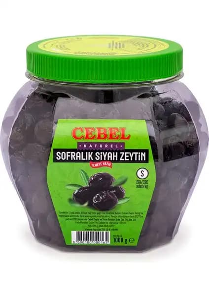 Cebel Siyah Zeytin 1000 Gr Kalibre 291-320 Doğal ve Lezzetli Ürün