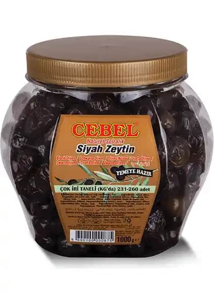 Cebel Siyah Zeytin Çok İri Taneli 1000 Gr Paketle Kalite ve Lezzetin Buluşması