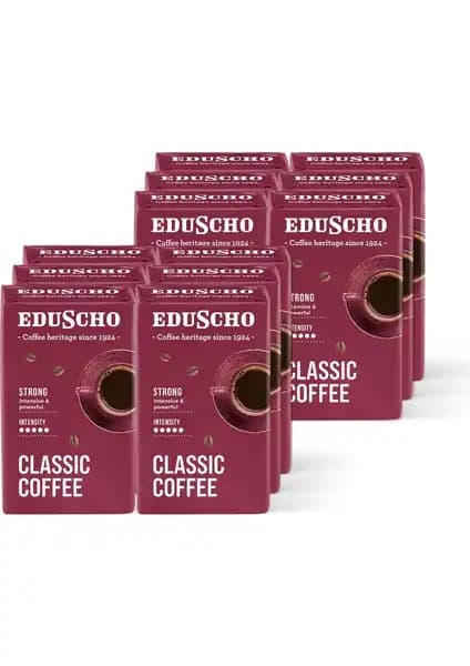 Eduscho Classic Coffee Strong Güçlü ve Yoğun Filtre Kahve 12x250g Paketle Sunuluyor