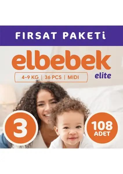 Elbebek Elite Bebek Bezi 3 Numara Yüksek Emicilik ve Konfor Sağlayan Bebek Bezi