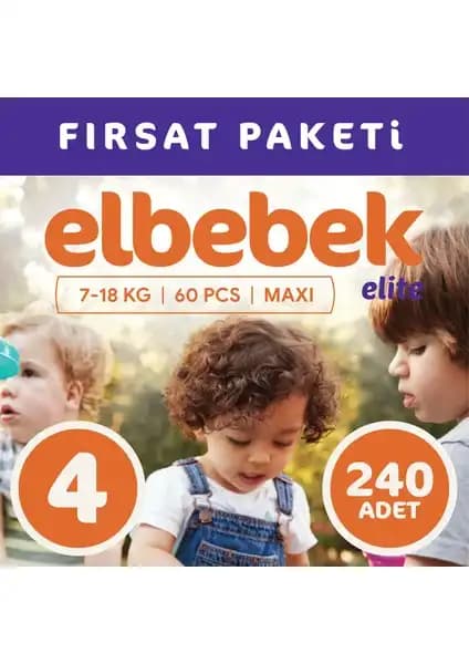 Elbebek Elite Bebek Bezi 4 Numara 7-18 kg için yüksek kaliteli ve kullanışlı bebek bezi