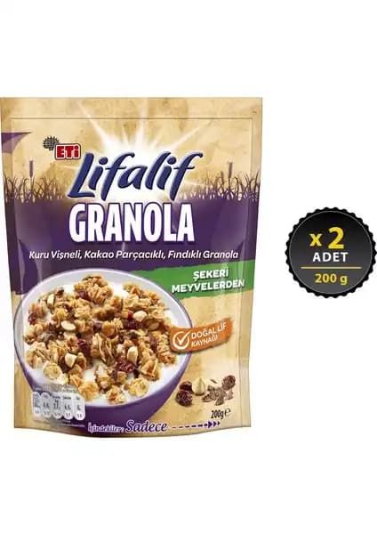 Eti Lifalif Granola Kuru Vişneli Kakao ve Fındıklı Sağlıklı Müsli Alternatifi