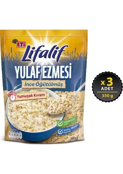 Eti Lifalif İnce Öğütülmüş Yulaf Ezmesi 350 g x 3 Adet Sağlıklı ve Pratik Kahvaltı Seçeneği