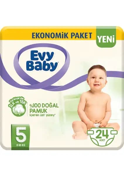 Evy Baby Bebek Bezi 5 Beden Junior Güvenli ve Konforlu Bebek Bezi Seçenekleri