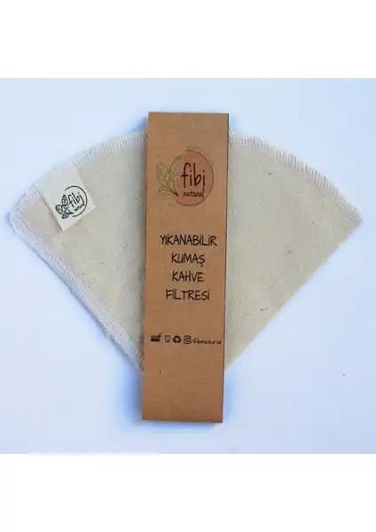 Fibi Natural %100 Ham Pamuk Yeniden Kullanılabilir Kahve Filtresi V60 Uyumlu