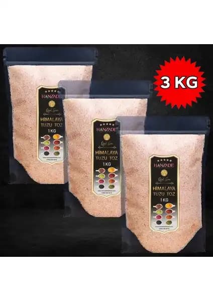 Himalaya Pembe Himalaya Tuzu 3'lü 1 kg Paket Doğal ve Mineralli Sağlıklı Tuz Seçeneği