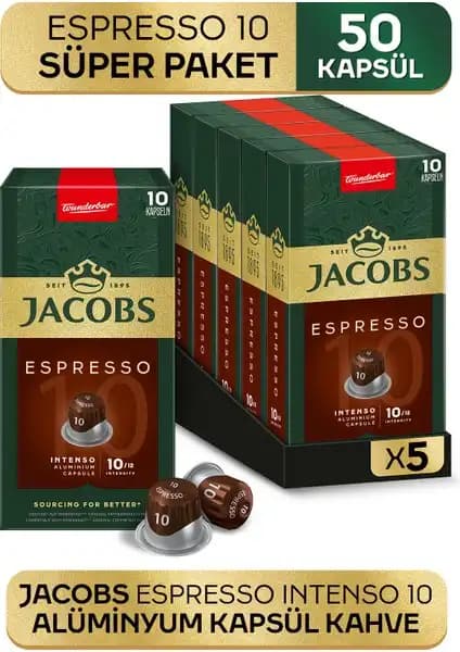 Jacobs Espresso 10 Intenso Kapsül Kahve - Güçlü ve Aromatik İçim Deneyimi