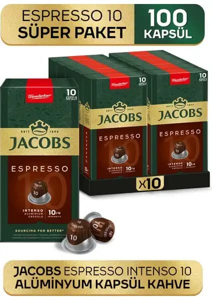 Jacobs Espresso 10 Intenso Nespresso Uyumlu Kapsüllerle Zengin Aromalı Kahve Deneyimi