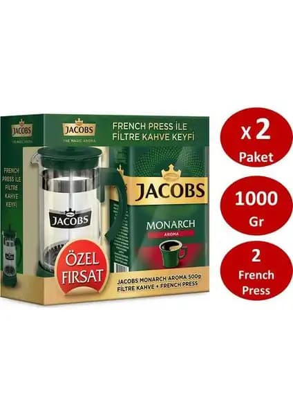 Jacobs Monarch Aromalı Filtre Kahve ve French Press Seti: Kaliteli ve Lezzetli Kahve Deneyimi