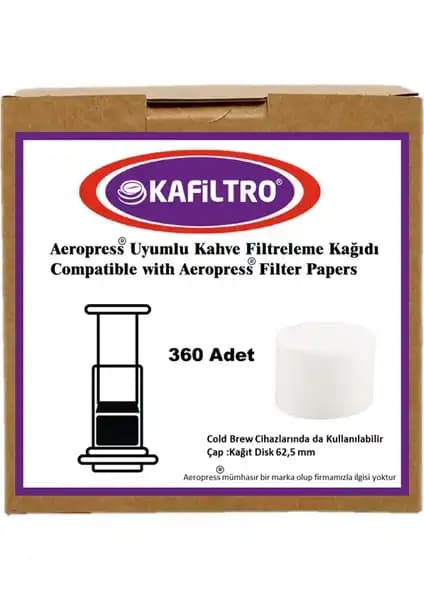 Kafiltro Aeropress Uyumlu Kahve Filtresi Kağıdı 360 Adet, Sağlıklı ve Yüksek Performanslı