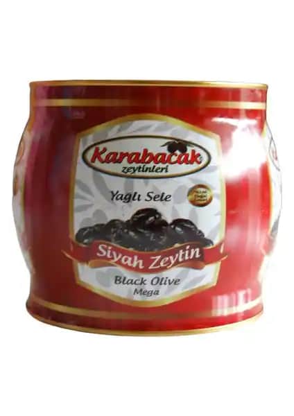 Karabacak Siyah Zeytin Mega Boy 2 Kg Teneke Kutuda Doğal ve Sağlıklı Lezzet