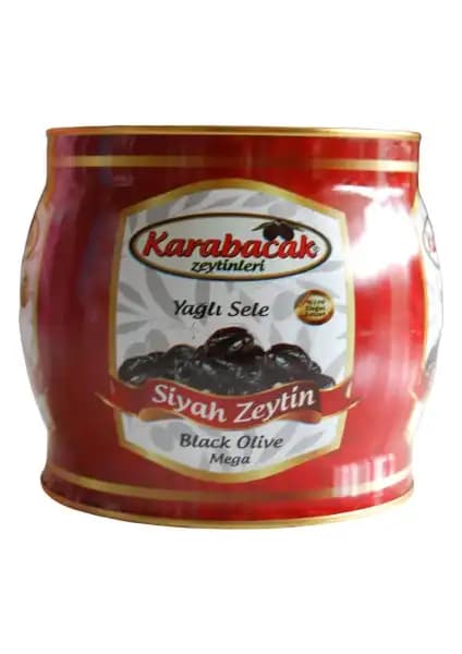 Karabacak Siyah Zeytin Mega Boy 2 Kg Teneke Kutuda Doğal ve Sağlıklı Lezzet