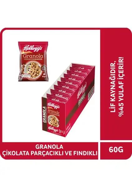 Kellogg's Granola Çikolata Parçacıklı ve Fındıklı: Sağlıklı ve Lezzetli Kahvaltı Seçeneği