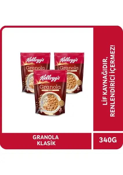 Kellogg's Granola Klasik 340 G x3 Paket Sağlıklı ve Leziz Kahvaltı Seçeneği