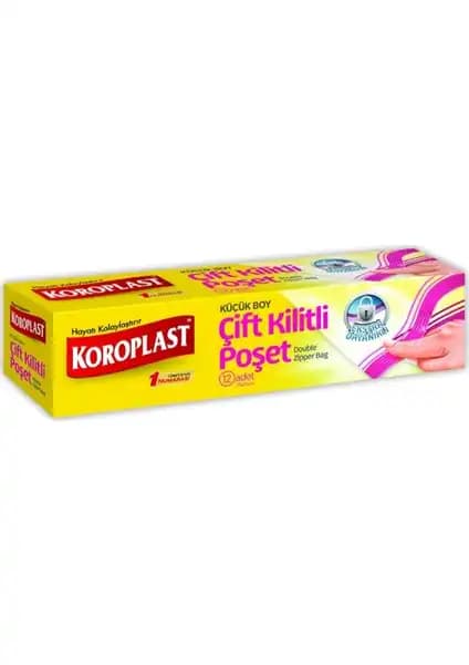 Koroplast Çift Kilitli Poşet 20x25 cm 12'li Paket Günlük Mutfak ve Ev Kullanımı İçin